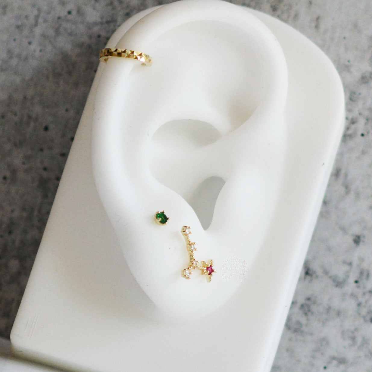 Constellation Zodiac Sign Barbell 14K Solid Gold Cartilage Earrings