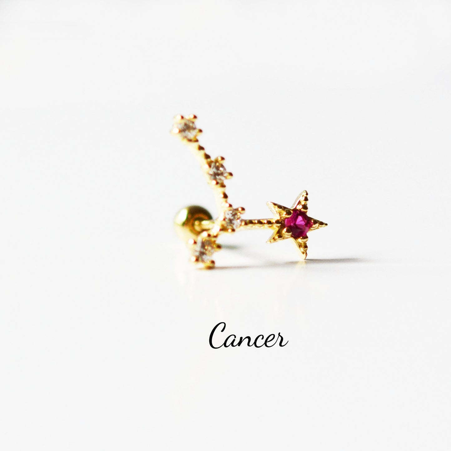 Constellation Zodiac Sign Barbell 14K Solid Gold Cartilage Earrings