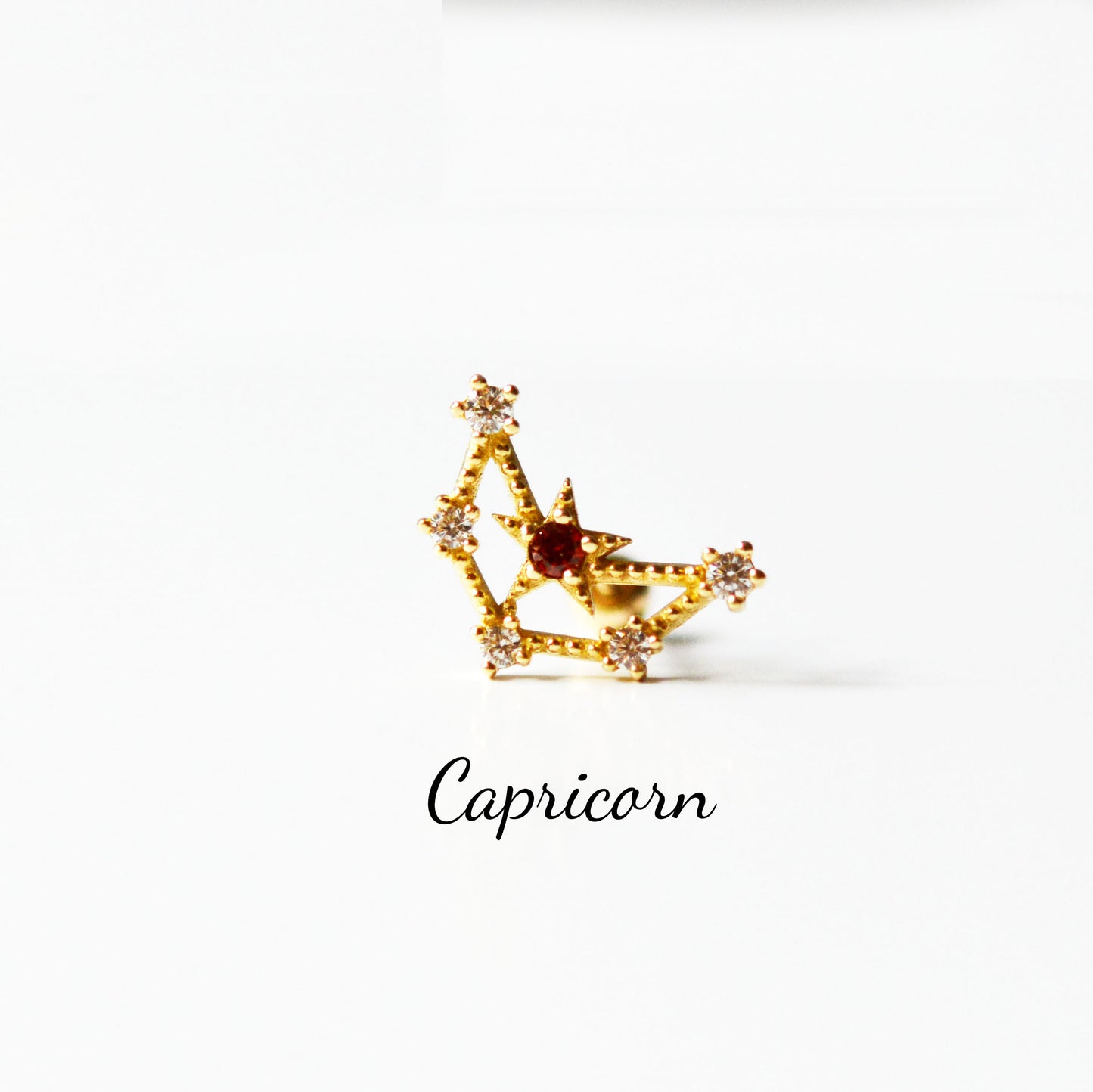 Constellation Zodiac Sign Barbell 14K Solid Gold Cartilage Earrings