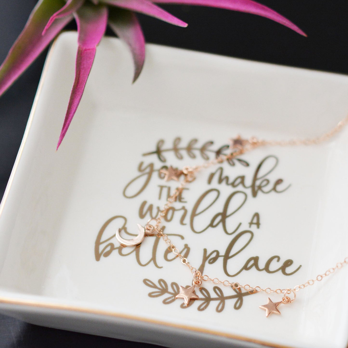 "You make the world a better place" Message ring dish