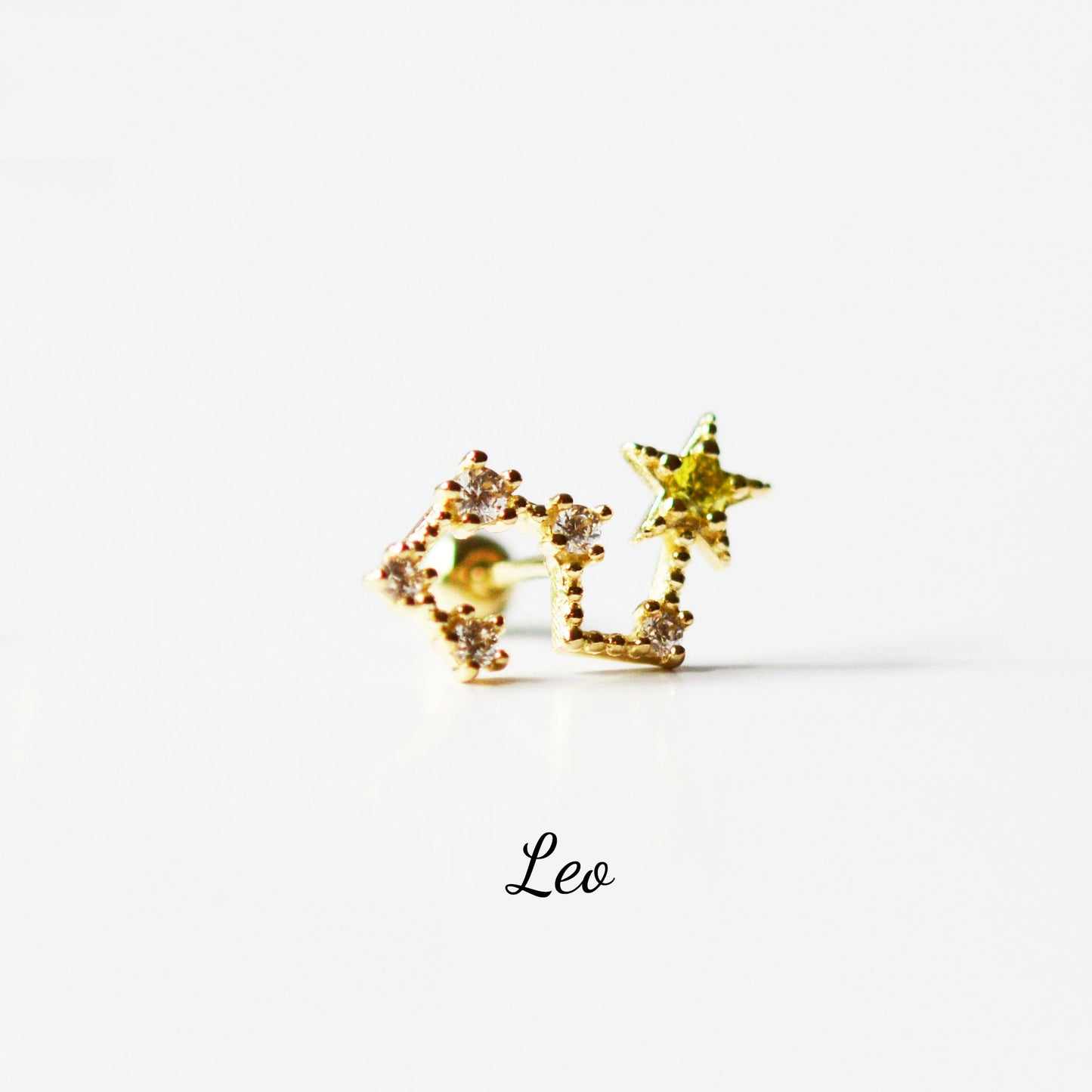Constellation Zodiac Sign Barbell 14K Solid Gold Cartilage Earrings