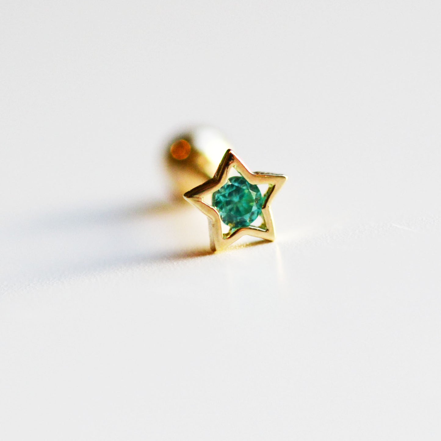 14K Solid Gold Star Stud Piercing Earrings