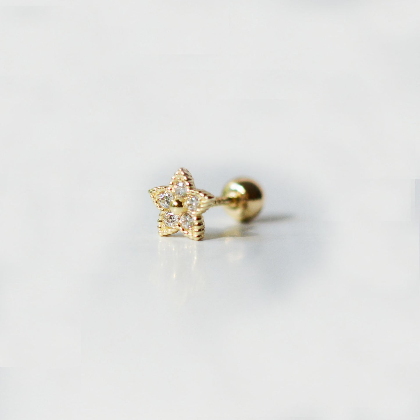 14K Solid Gold Star Stud Piercing Earrings