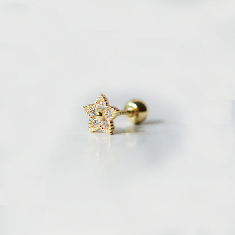 14K Solid Gold Star Stud Piercing Earrings