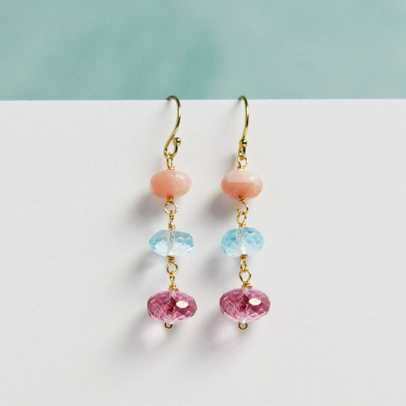 Mixed Gemstone Gold Fill Earrings