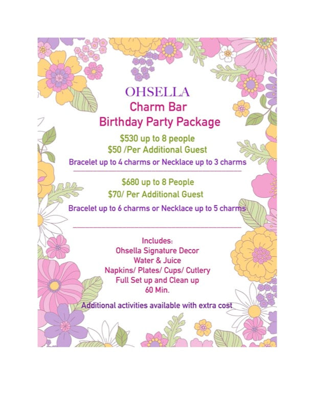 Deposite- Charm Bar Party Up to 8 Guests ($530)