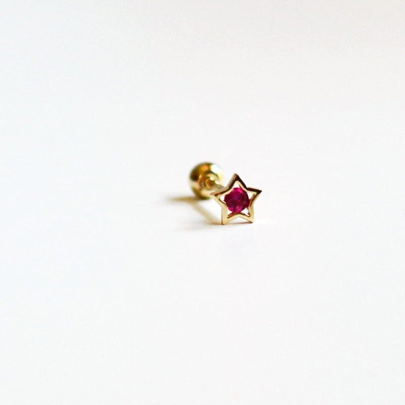 14K Solid Gold Star Stud Piercing Earrings