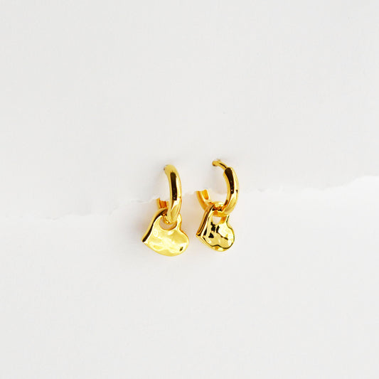 18K gold Vermeil Mini Heart Huggie Earrings