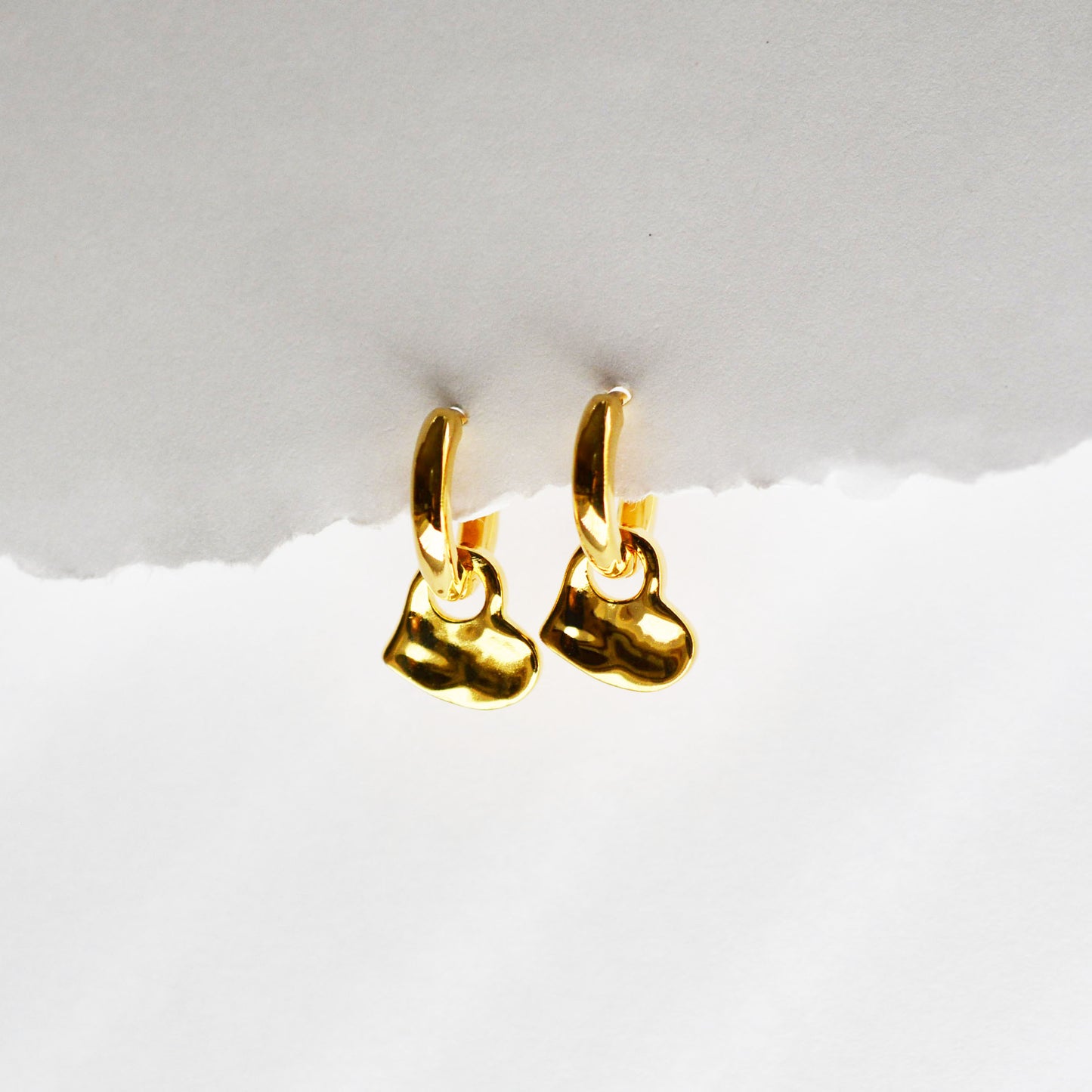 18K gold Vermeil Mini Heart Huggie Earrings