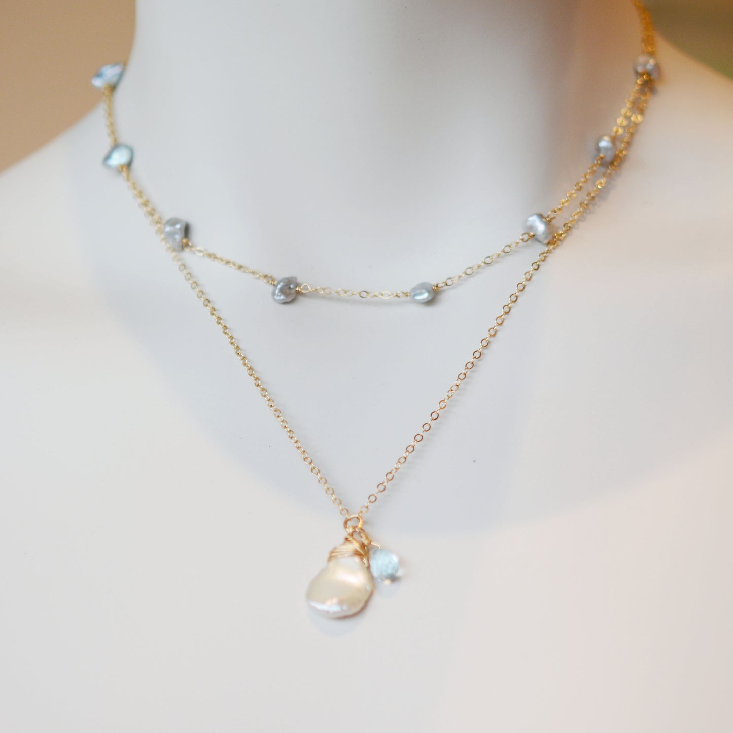 Ombre Grey Keshi Pearl Necklace