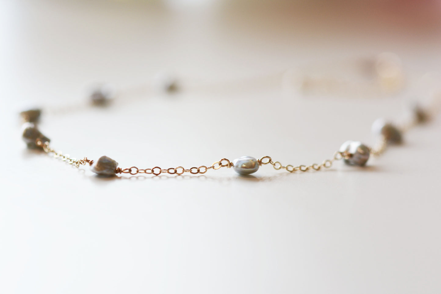 Ombre Grey Keshi Pearl Necklace