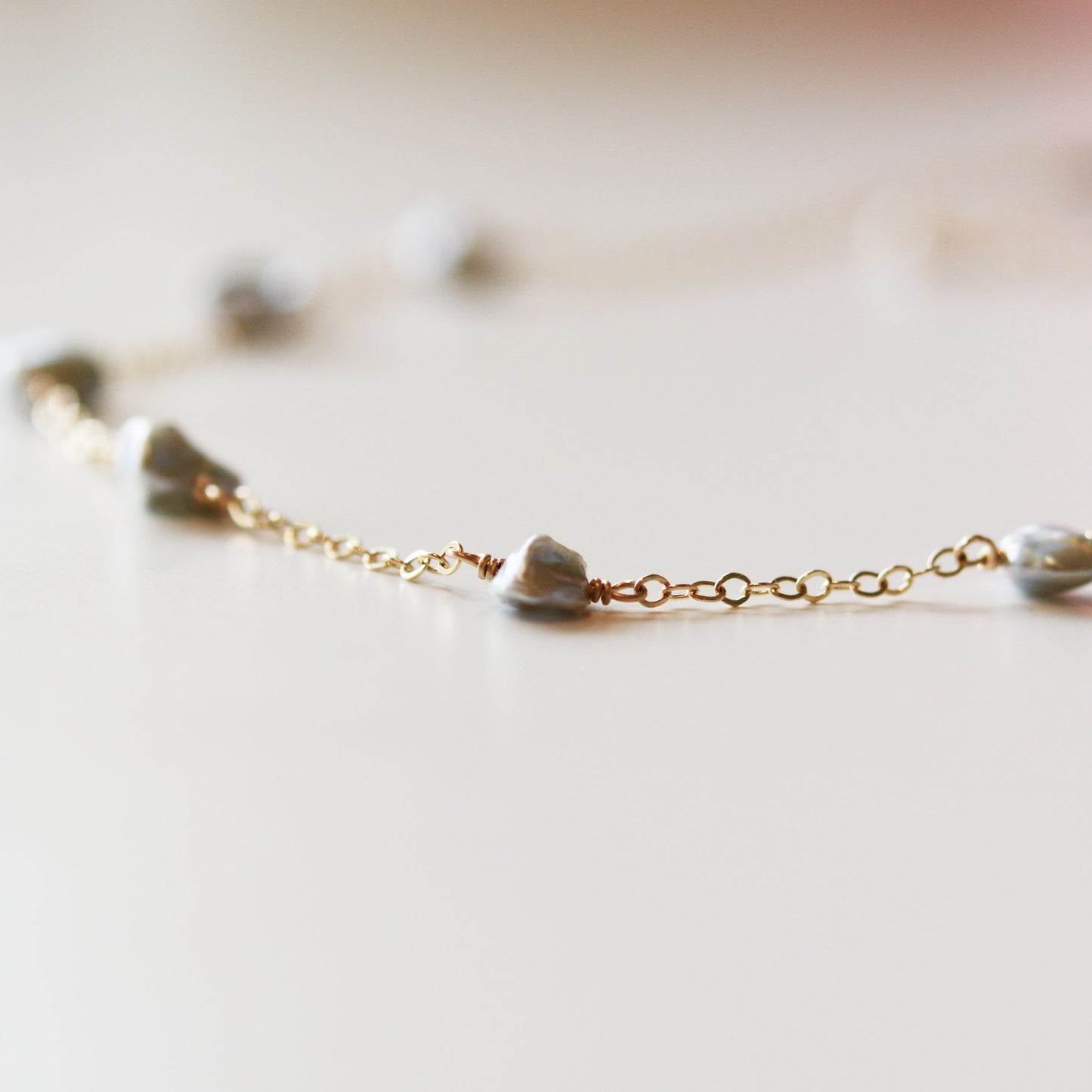 Ombre Grey Keshi Pearl Necklace