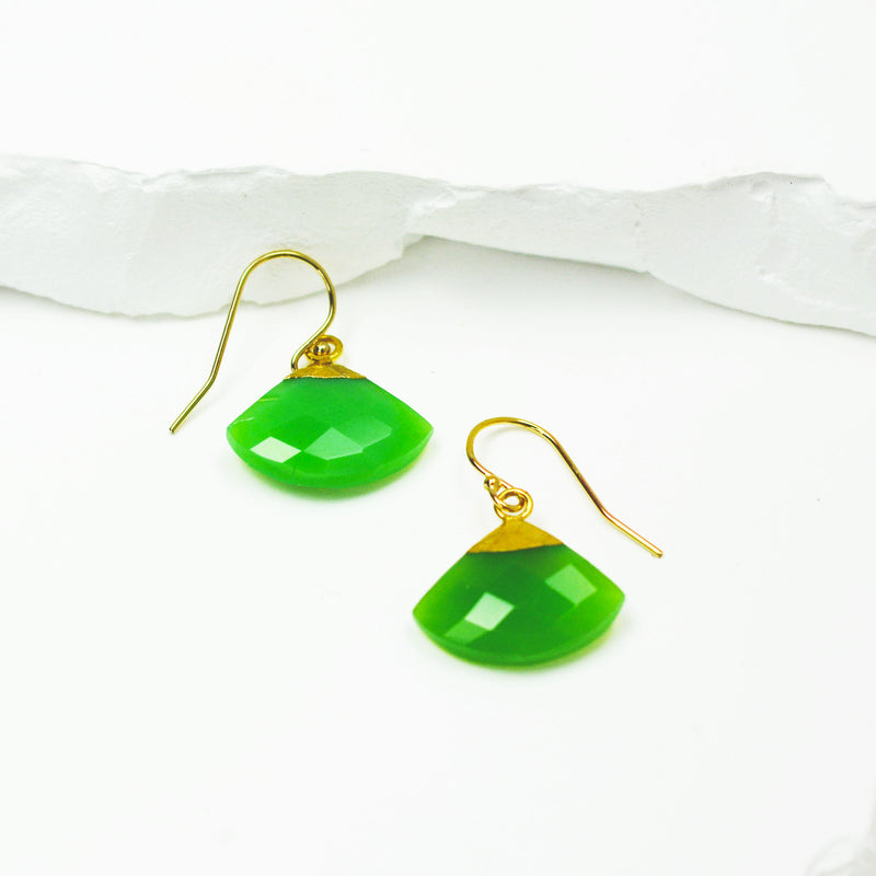 Gold Chrysoprase Earrings