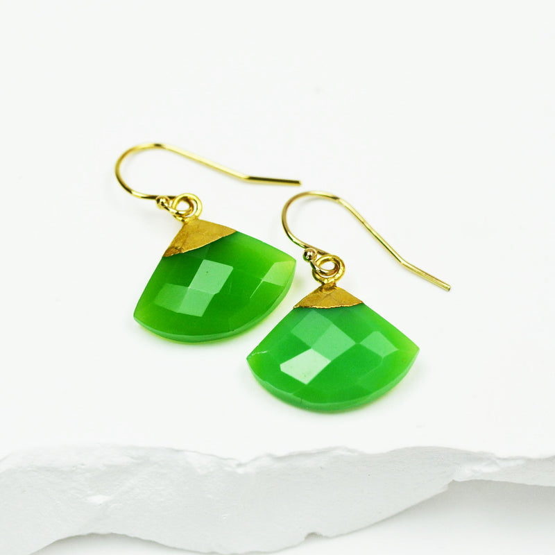 Gold Chrysoprase Earrings