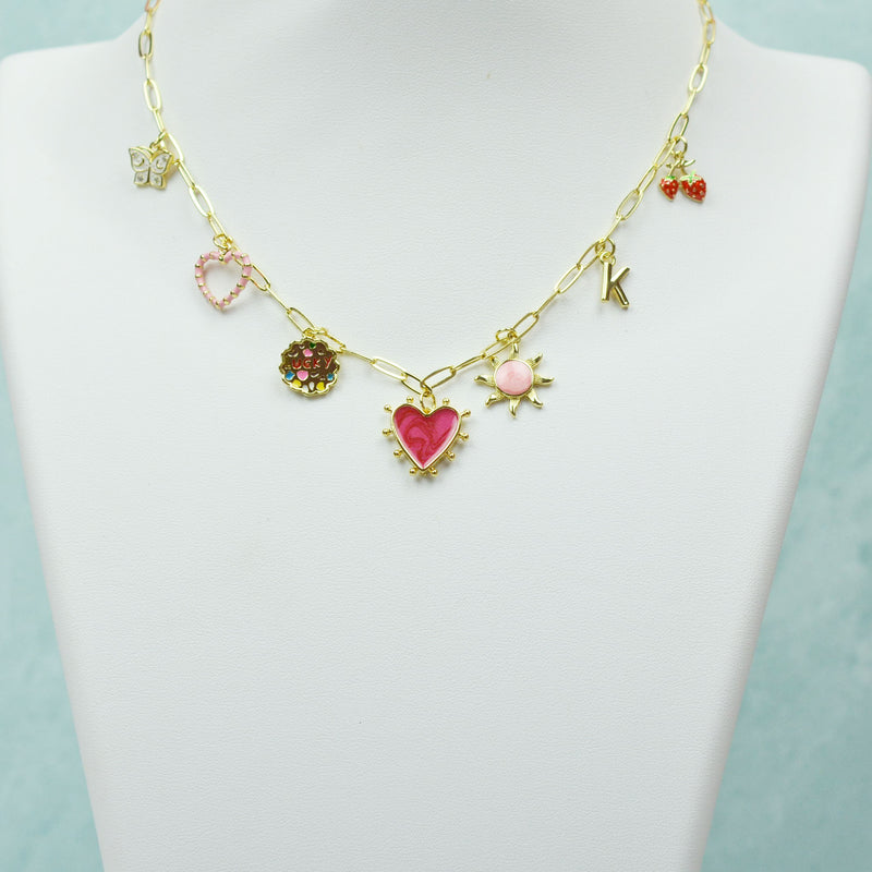 Multi Charm Necklace with Heart