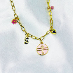 Personalized Zodiac Sign Charm Necklace With Initial