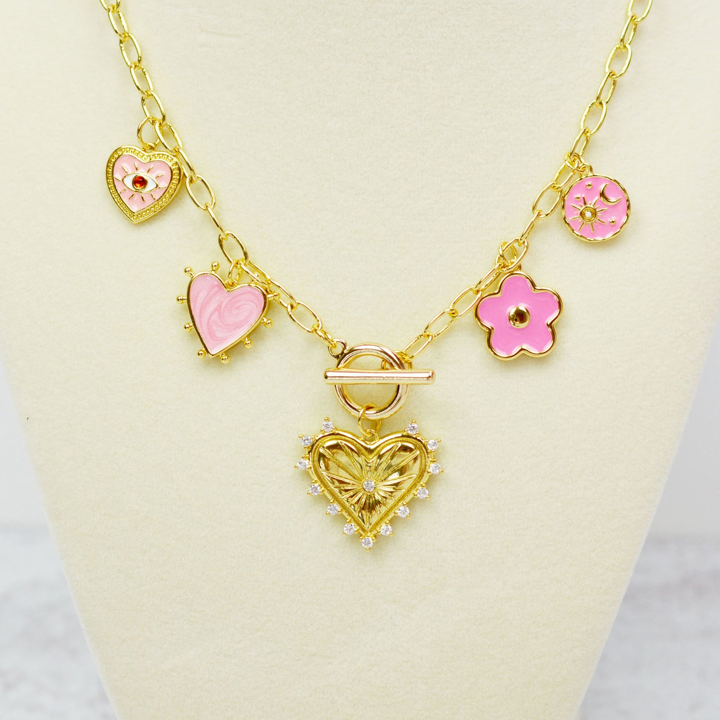 Pink Multi Charm Necklace