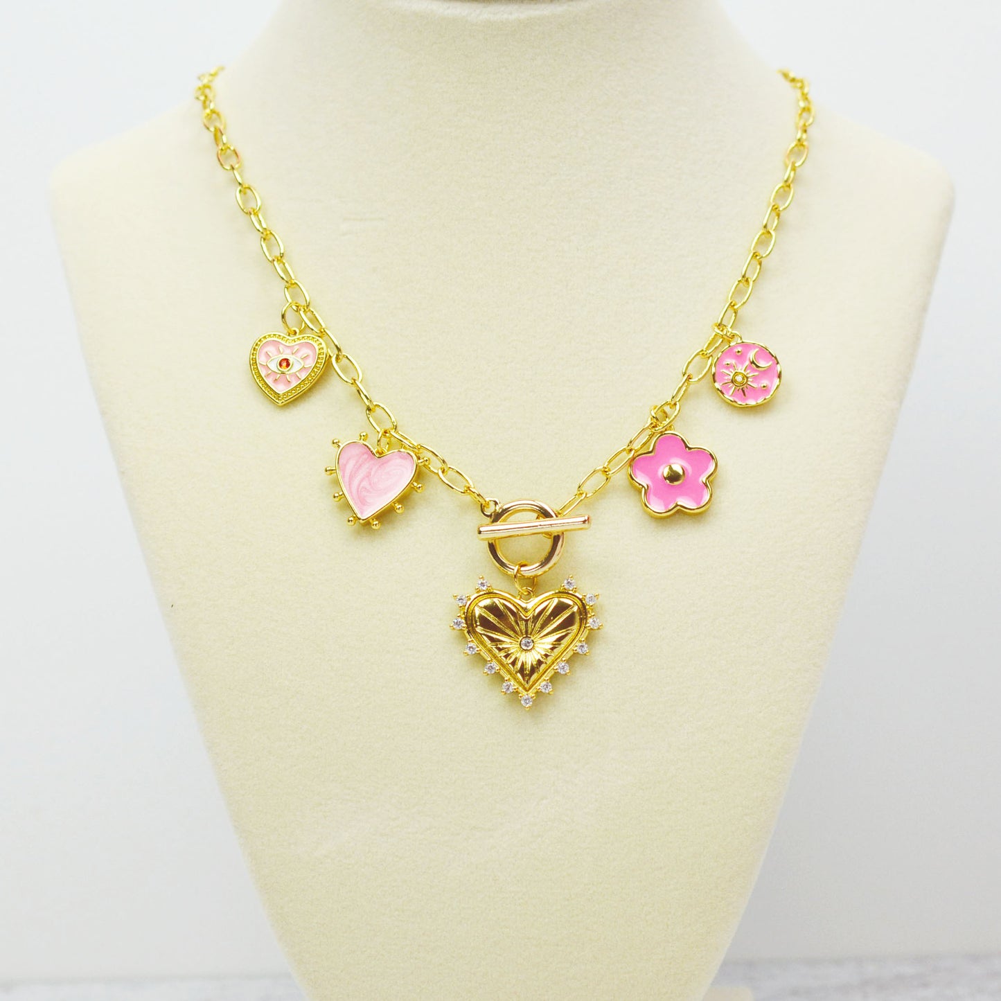 Pink Multi Charm Necklace