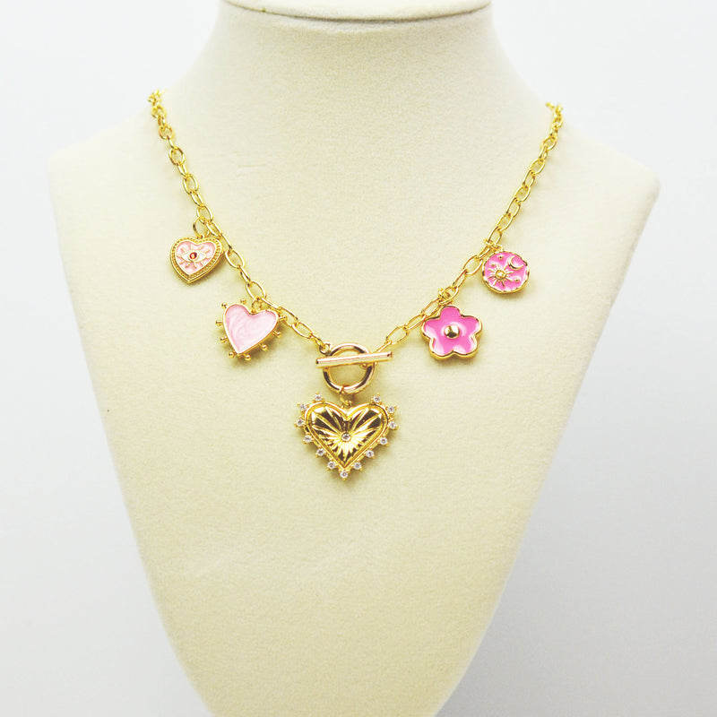 Pink Multi Charm Necklace