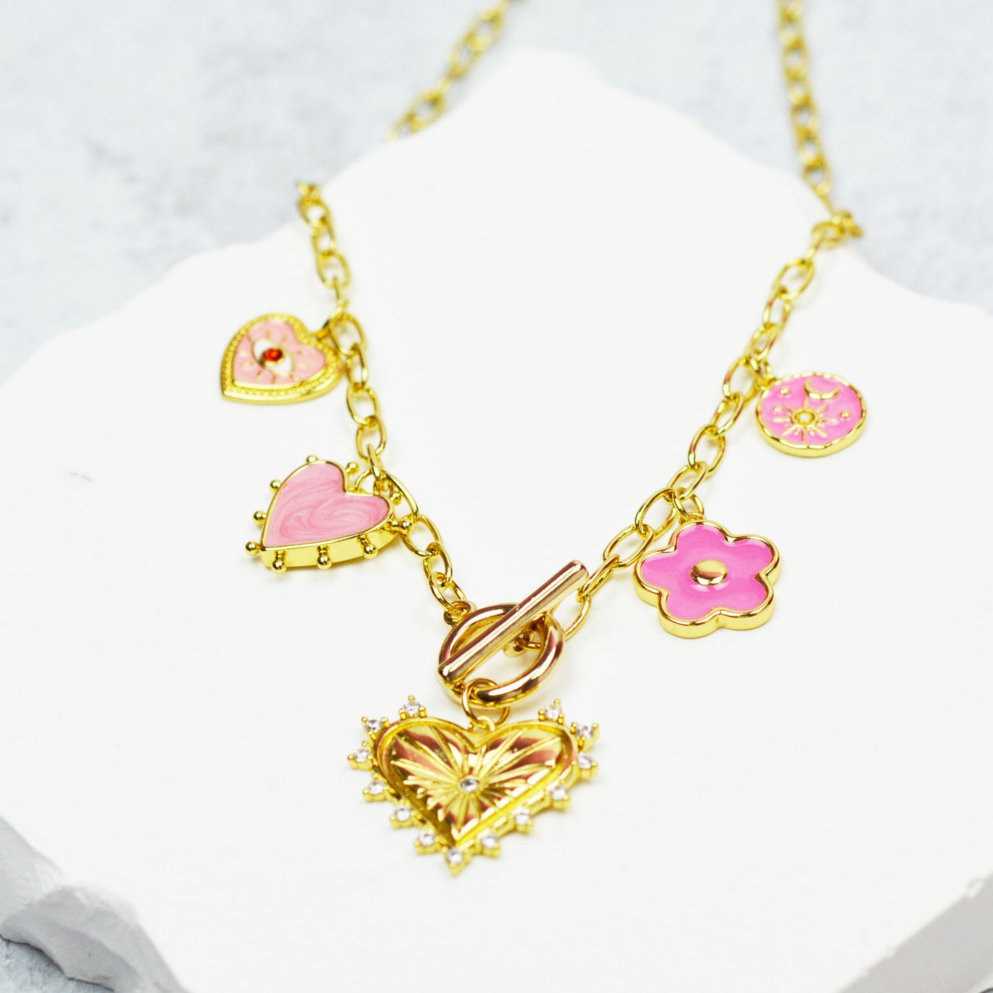 Pink Multi Charm Necklace