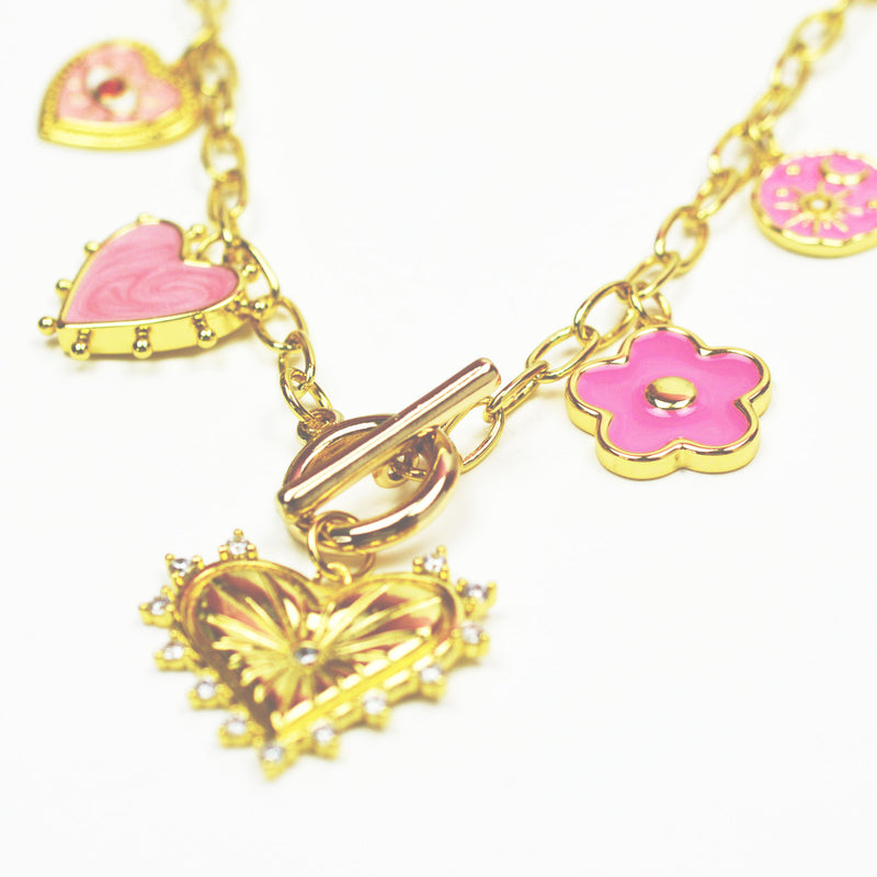 Pink Multi Charm Necklace