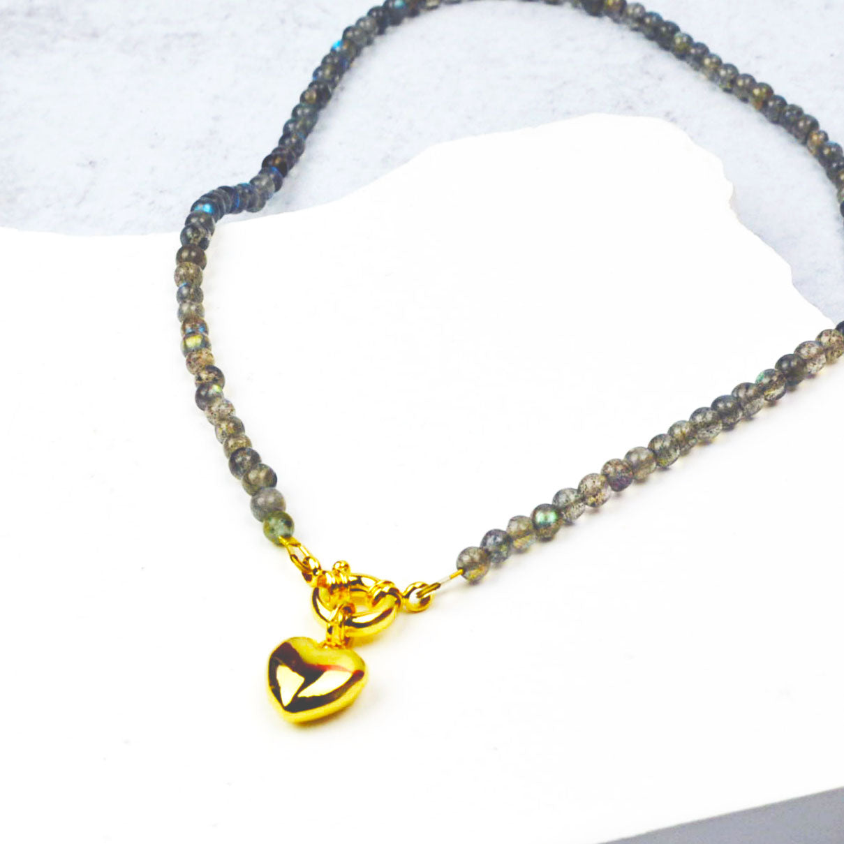 Delicate Labradorite Beaded necklace with 24K Gold-Filled Tailor Clasp