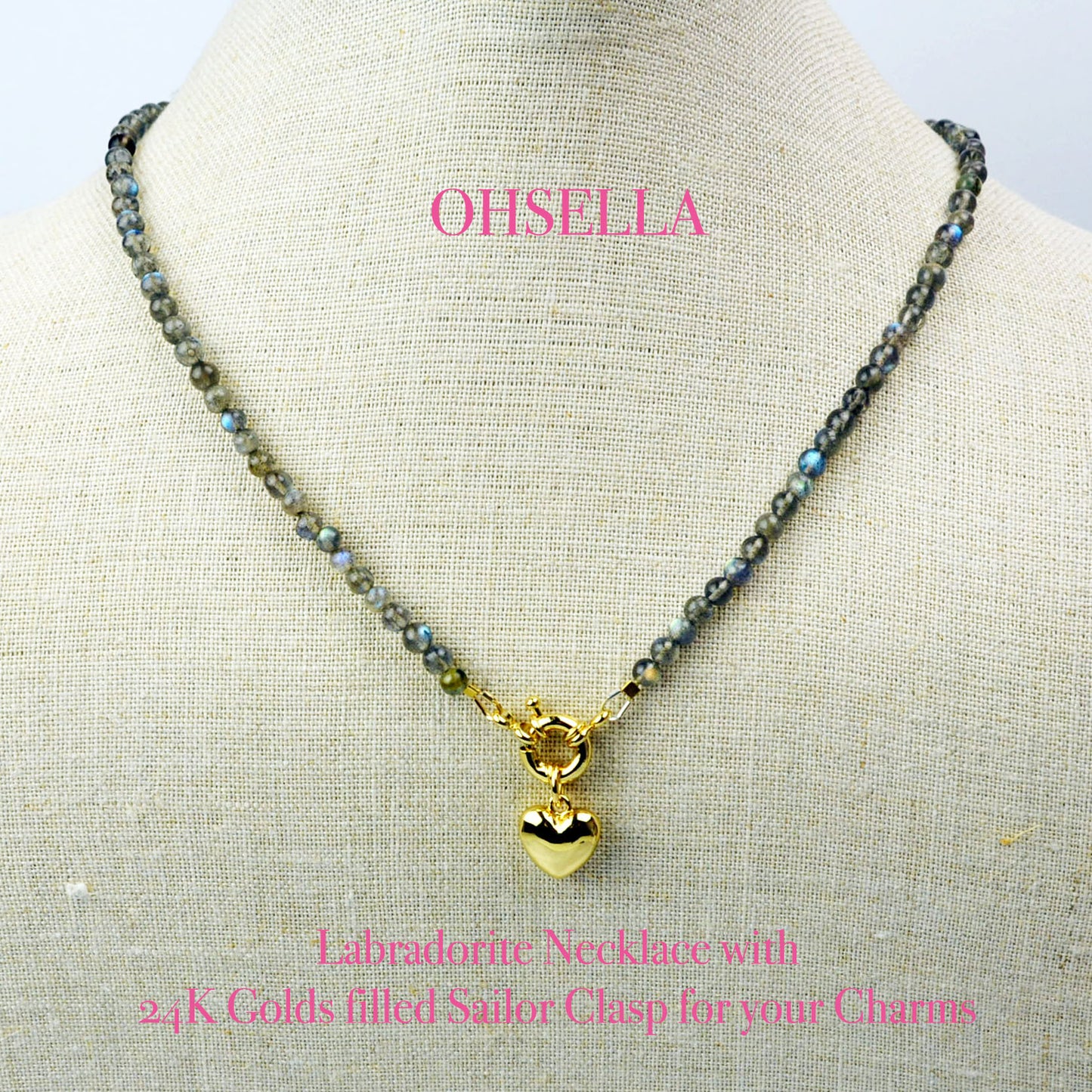 Delicate Labradorite Beaded necklace with 24K Gold-Filled Tailor Clasp