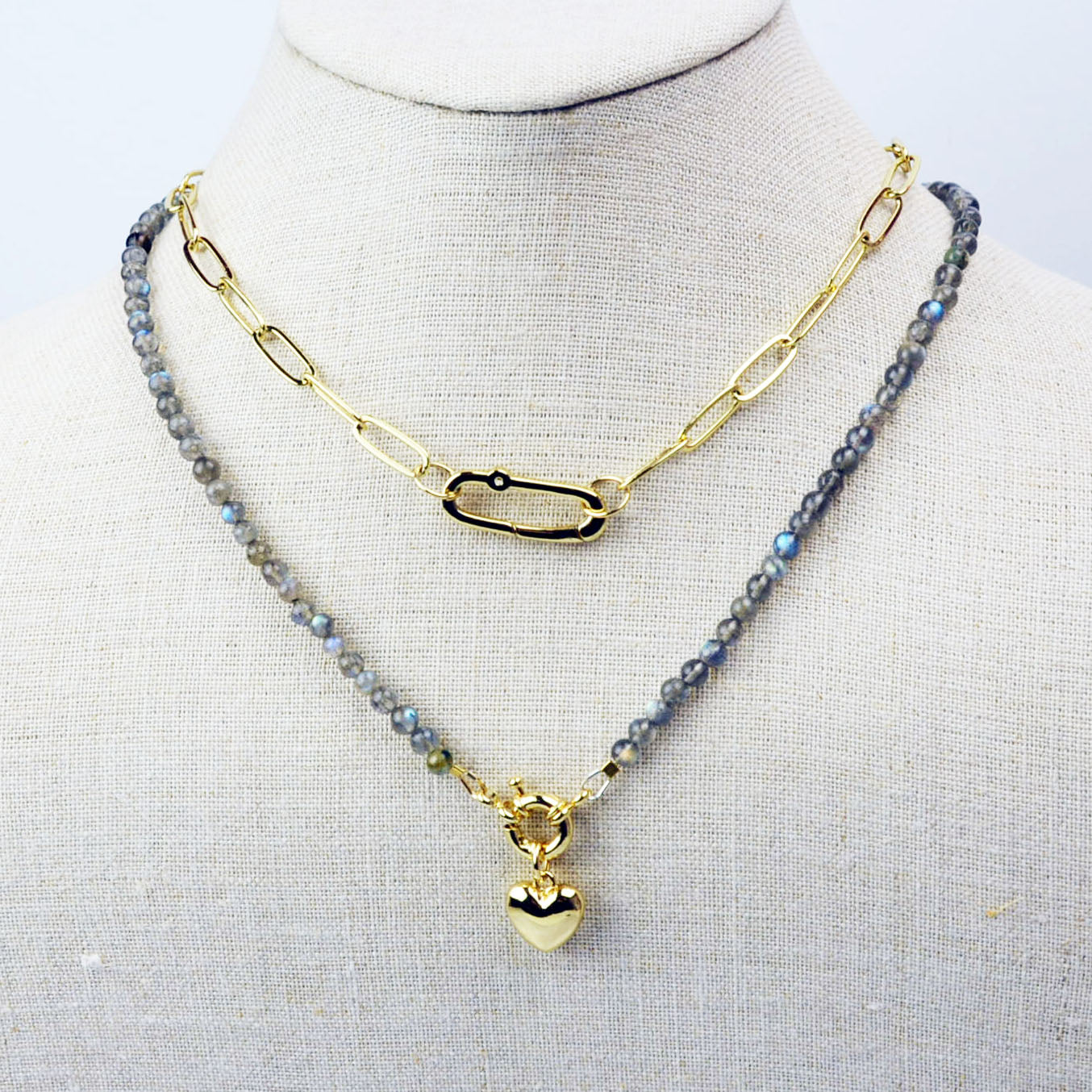 Delicate Labradorite Beaded necklace with 24K Gold-Filled Tailor Clasp