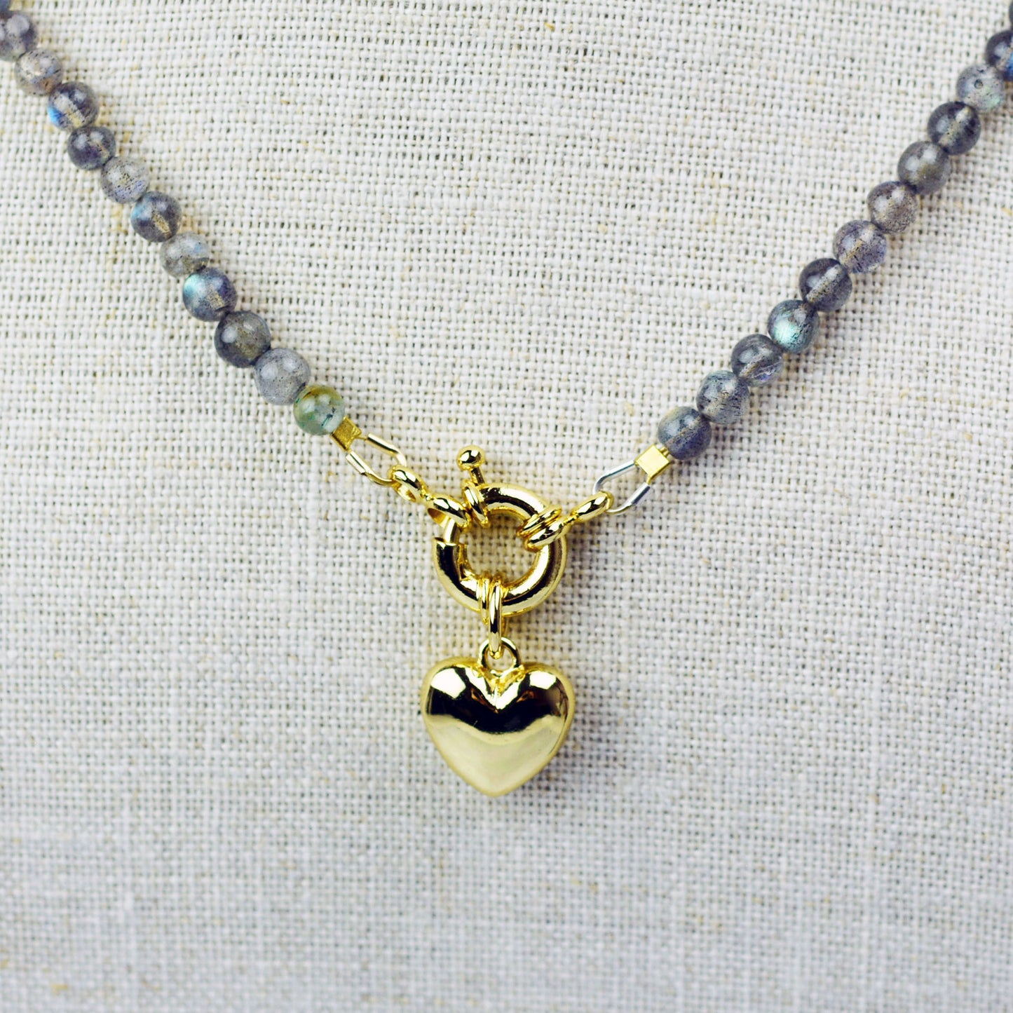 Delicate Labradorite Beaded necklace with 24K Gold-Filled Tailor Clasp