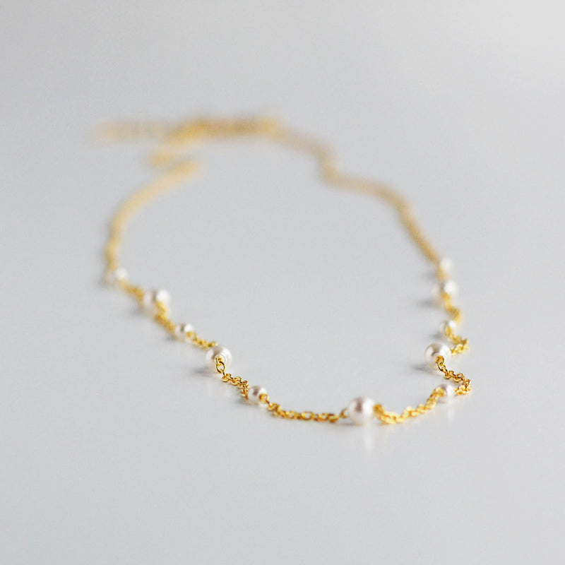 Dainty Fresh Water Pearl 18K Gold Vermeil Choker