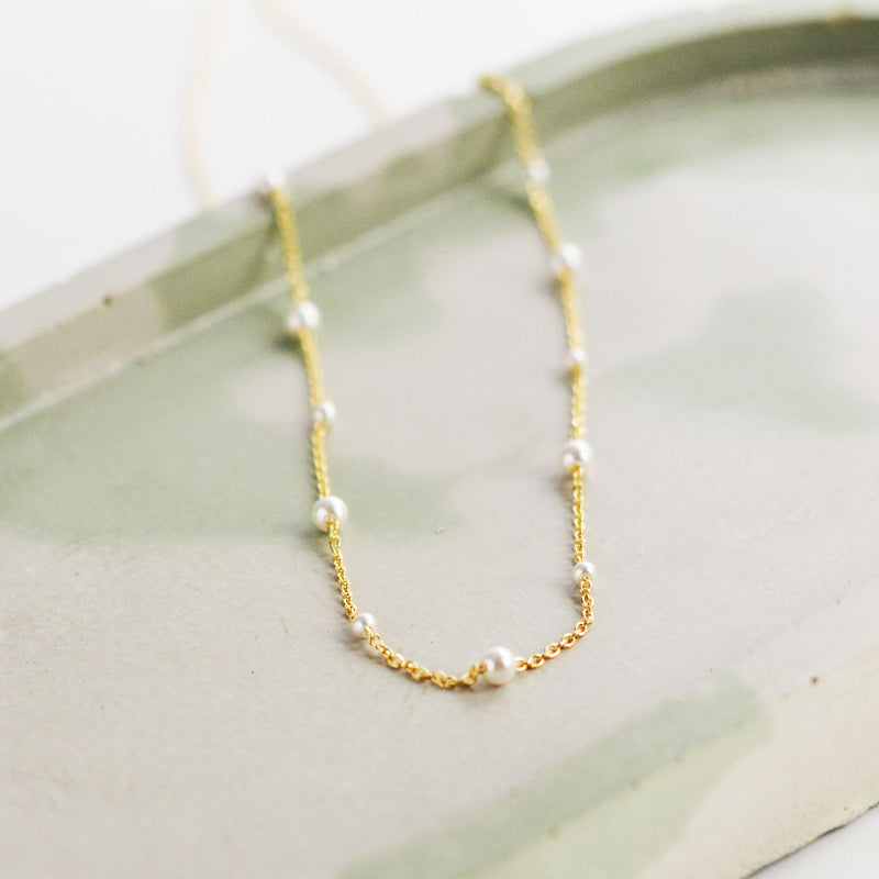 Dainty Fresh Water Pearl 18K Gold Vermeil Choker