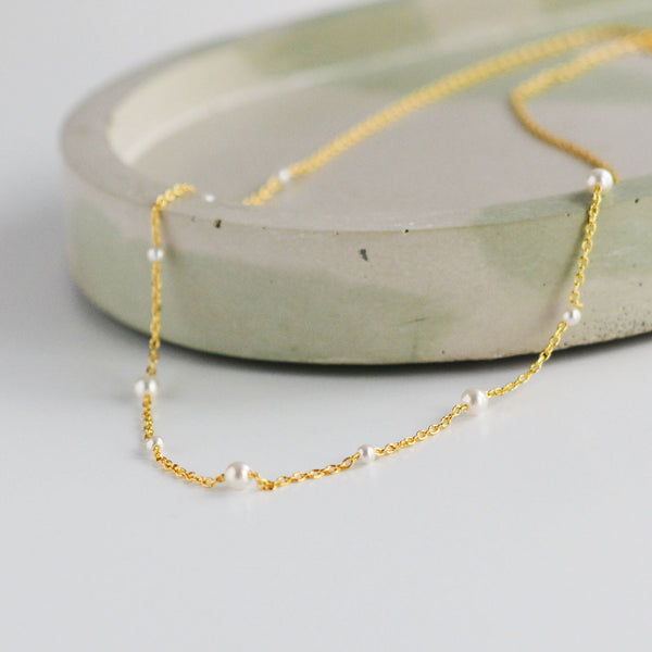 Dainty Fresh Water Pearl 18K Gold Vermeil Choker