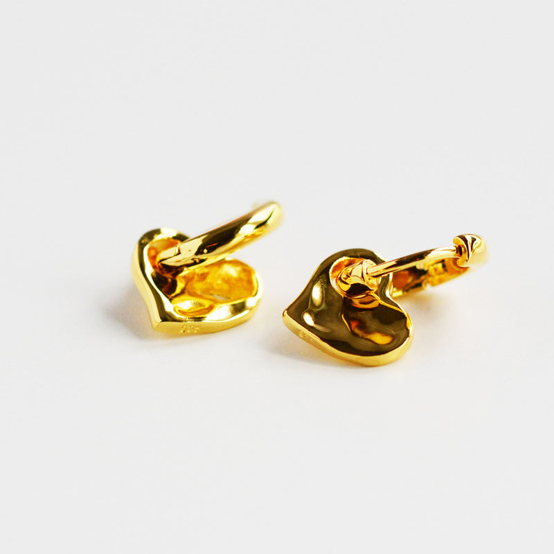 18K gold Vermeil Mini Heart Huggie Earrings