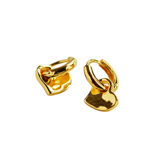 18K gold Vermeil Mini Heart Huggie Earrings