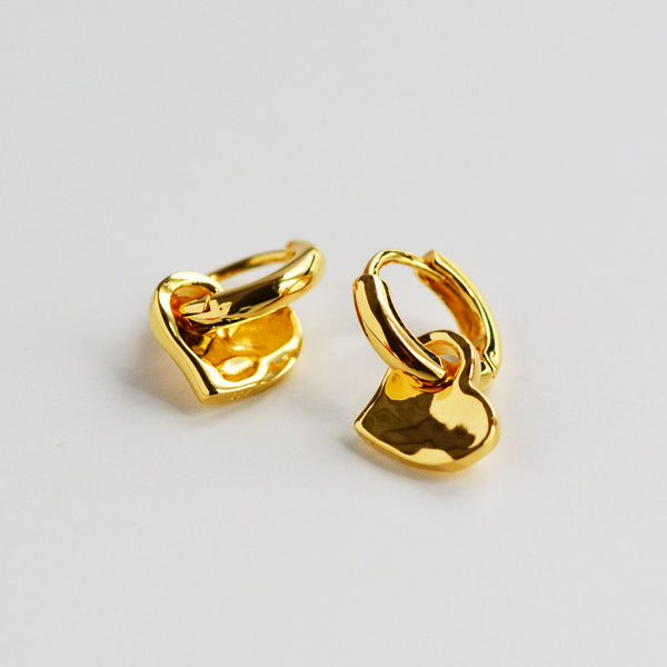 18K gold Vermeil Mini Heart Huggie Earrings