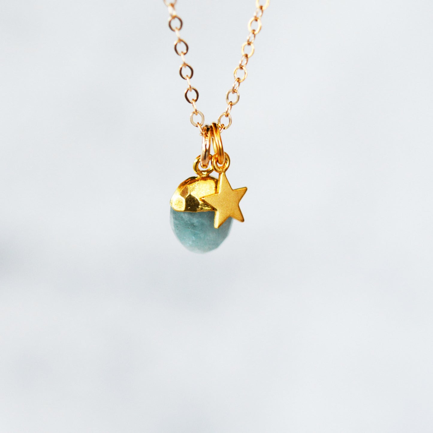 Aquamarine & Star & Pendant Necklace