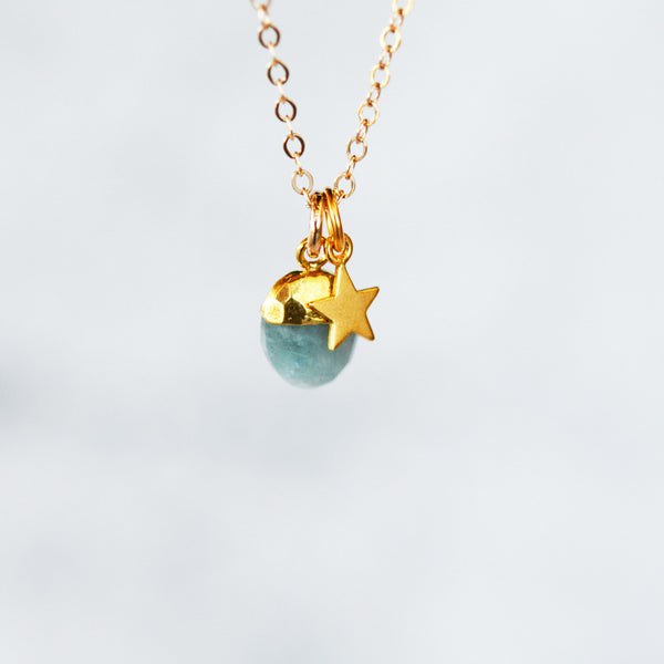 Aquamarine & Star & Pendant Necklace