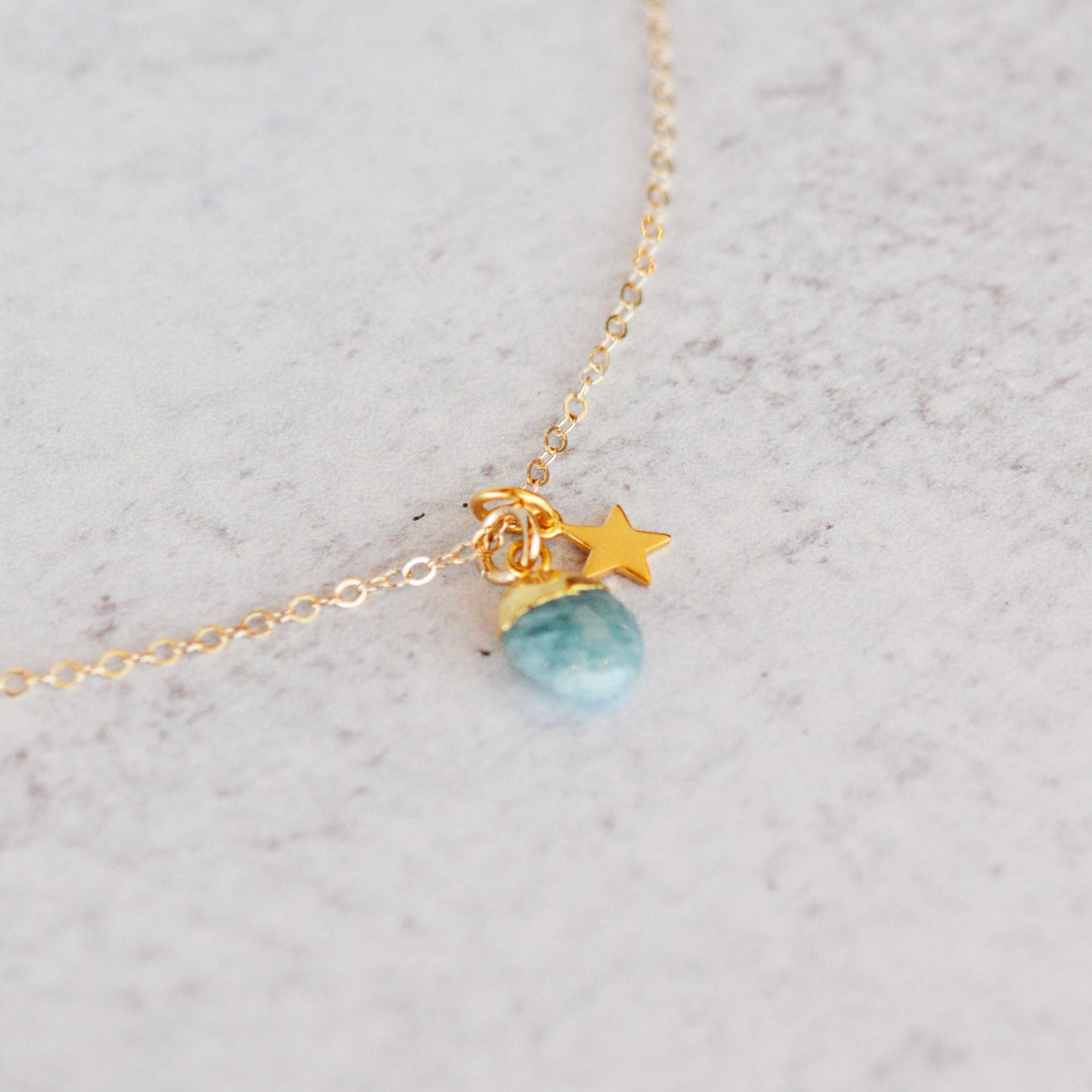 Aquamarine & Star & Pendant Necklace