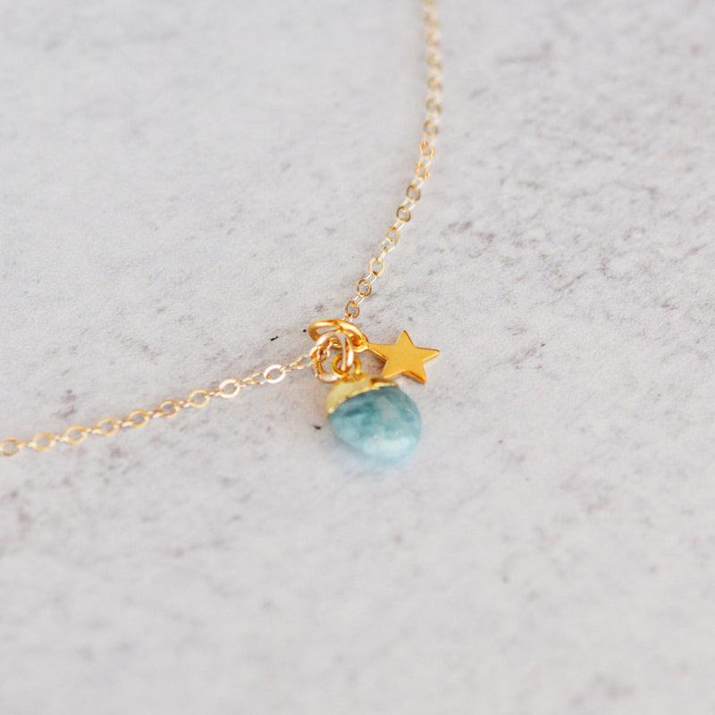 Aquamarine & Star & Pendant Necklace