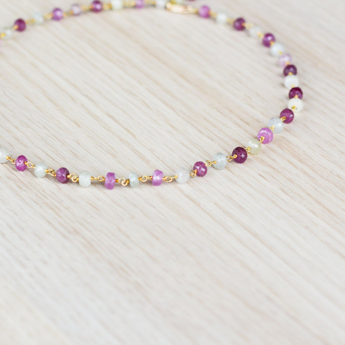 Ruby / Shaded Pink & White Sapphire Necklace