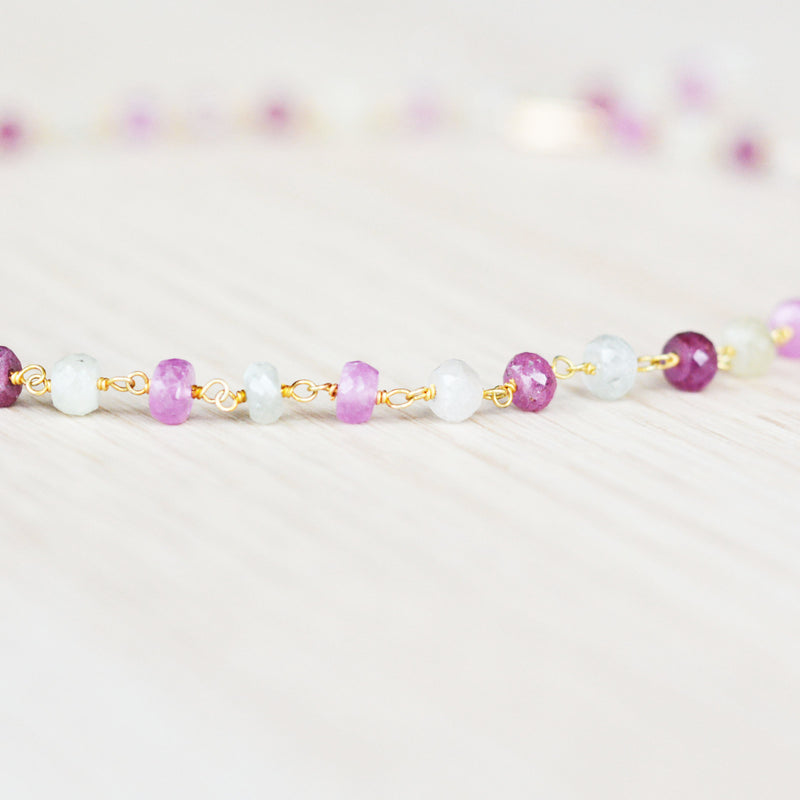 Ruby / Shaded Pink & White Sapphire Necklace