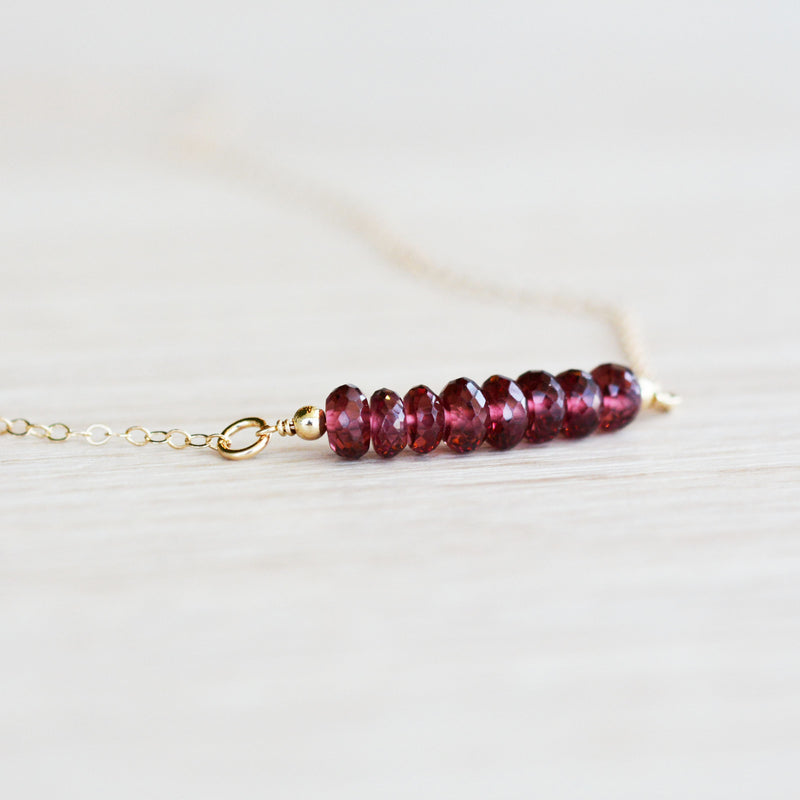 Garnet Bar Necklace