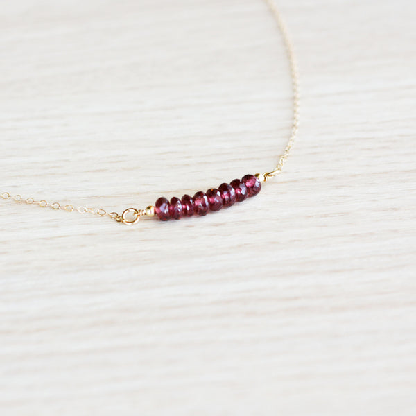 Garnet Bar Necklace