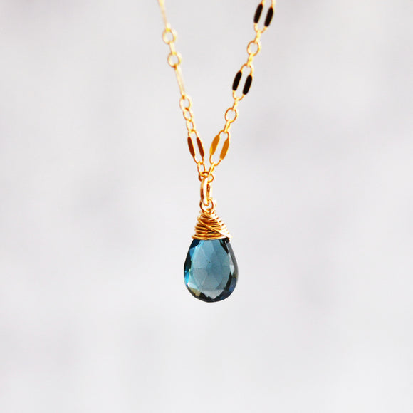Octagon London Blue Topaz Necklace - Sterling Silver – Dandelion Jewelry