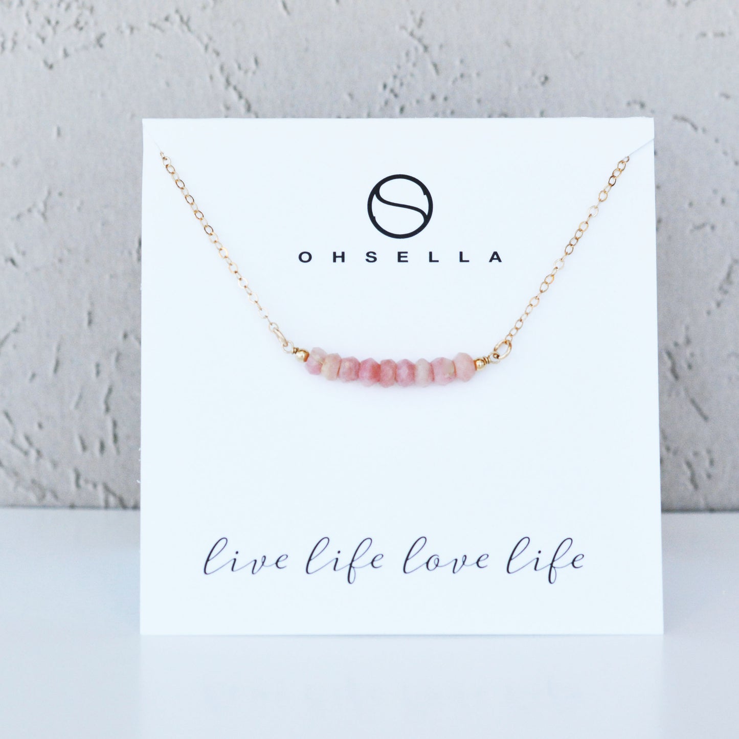 Pink Opal Bar Necklace