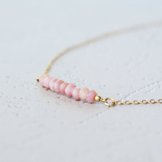 Pink Opal Bar Necklace