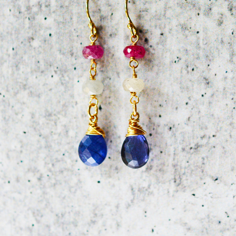 Ruby & Sapphire Earrings