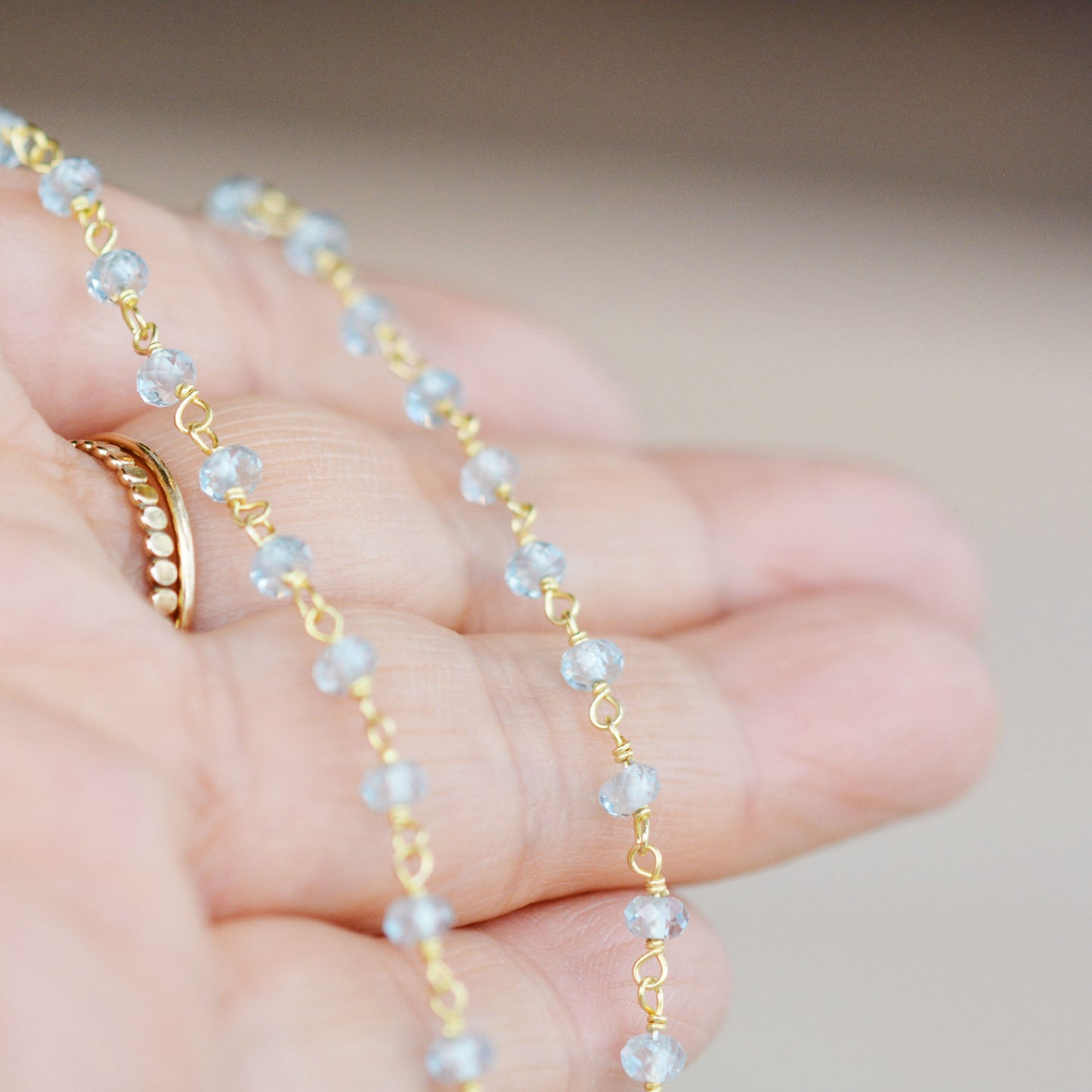 Sky Blue Topaz Beaded Necklace