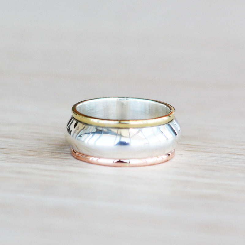 Spinner Ring with Gold and Rose Gold Accent