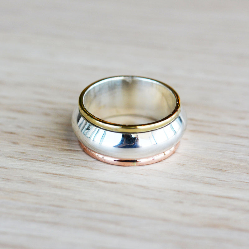 Spinner Ring with Gold and Rose Gold Accent